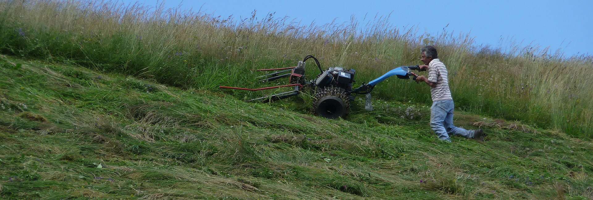 [Translate to Englisch:] Mähen im Steilgelände